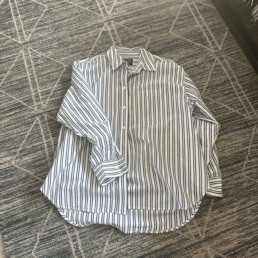 J. Crew blue and White Striped Button Down Shirt